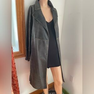 Designer🌟Annette Gortz longline leather neutral lambskin coat  trench burberry …